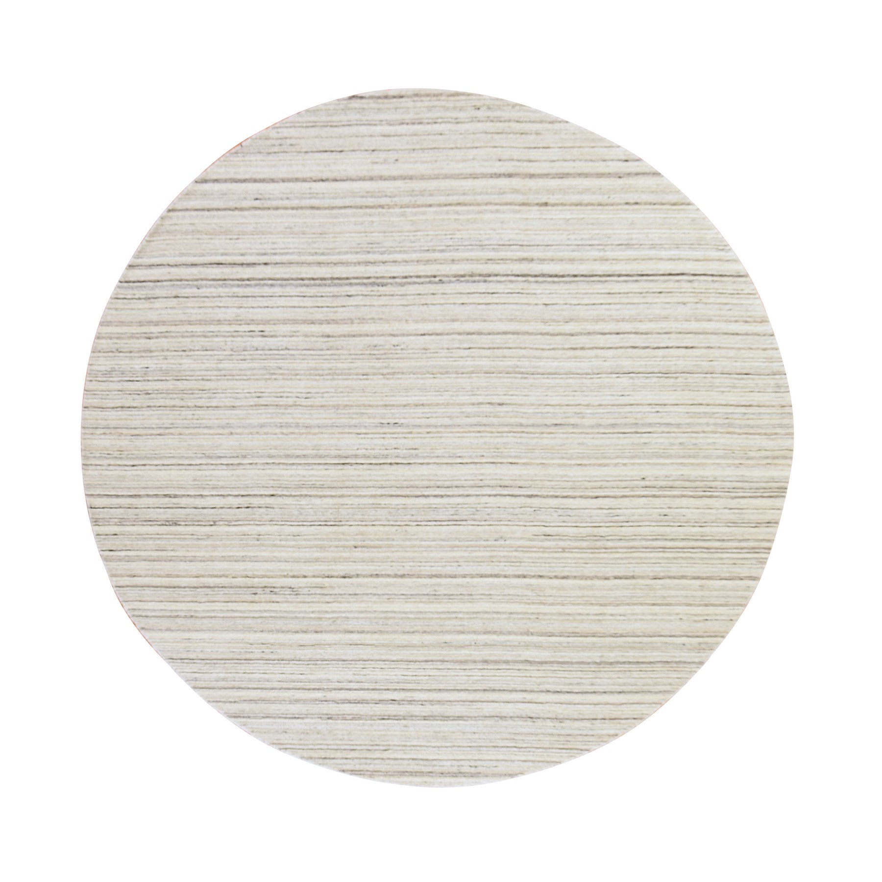 8'x8' Swan White, Modern Design, Tone on Tone, Hand Loomed, Textured Wool, Round, Oriental Rug 